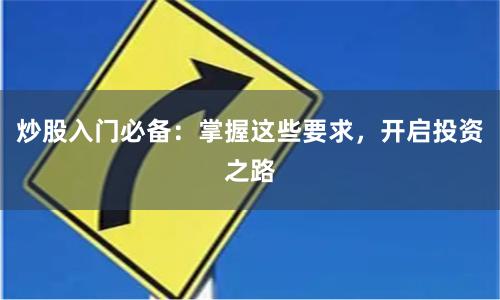 炒股入门必备：掌握这些要求，开启投资之路